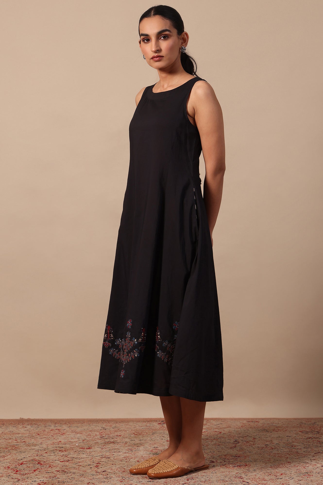 Solid Flared Pure Cotton Dress - Image 7