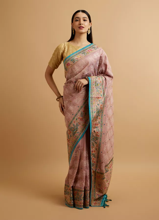 Engagement Glory Purple Silk Saree with Embroidery and Zari